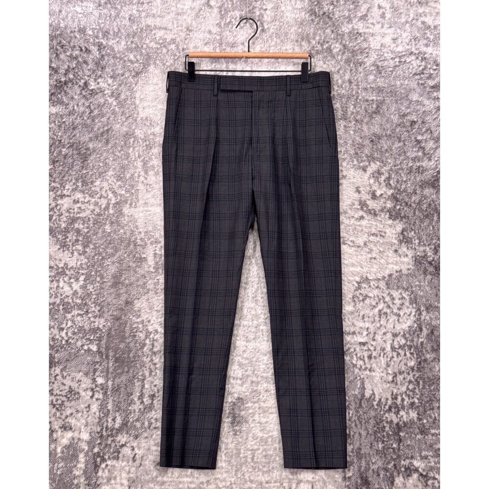 Paul Smith Pants 32 x 28 Mens Slim Fit Gray Wool Check Plaid Trouser